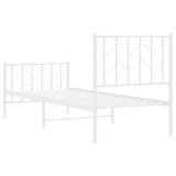 Metal Bed Frame without Mattress with Footboard White 75x190cm 374494