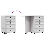 Rolling Cabinet with Drawers & Folding Top CORONA White 42040540