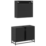ZNTS 2 Piece Bathroom Furniture Set Black Engineered Wood 3300940