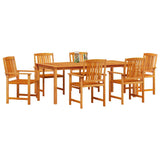 Garden Dining Set 7 pcs Brown Solid Acacia Wood 3375686