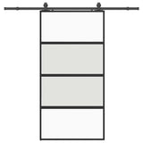 Sliding Door with Hardware Set Black 102.5x205 cm Tempered Glass 3375971
