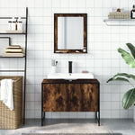 ZNTS 2 Piece Bathroom Cabinet Set Smoked Oak Engineered Wood 3214341