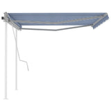 Manual Retractable Awning with Posts 4x3.5 m Blue and White 3070016
