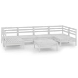 7 Piece Garden Lounge Set White Solid Wood Pine 3083400