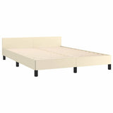 Bed Frame with Headboard without Mattress Cream 140x190 cm 347497