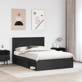 Bed Frame with Headboard Black 150 x 200 cm Solid Pine Wood 3409337