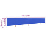 6-panel Wind Screen Fabric 800x80 cm Azure Blue 47173