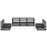 7 Piece Garden Lounge Set Black Solid Pinewood 3075423