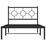 Metal Bed Frame without Mattress with Headboard Black 100x200cm 376221