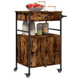 Kitchen Trolley Smoked Oak 56x43x89.5 cm Engineered Wood 842393