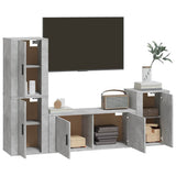 4 Piece TV Cabinet Set Concrete Grey Engineered Wood 3188602