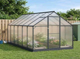 Garden Greenhouse with Door Anthracite 183.5 x 363.5 x 207 cm 3433044