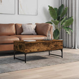 Coffee Table Smoked Oak 100x50x40 cm Engineered Wood and Metal 845378