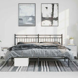 Metal Bed Frame without Mattress with Headboard Black 183x213cm 373696