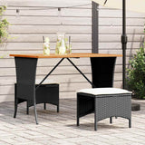 Garden Table with Acacia Wood Top Black 105x75x72 cm Poly Rattan 4104138