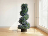 Artificial Lavender Topiary Tree Set of 2, UV Resistant Fake Plants in Pot for Indoor Outdoor Decor, T3398P551661
