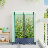 Raised Bed with Greenhouse Cover Rattan Look 80x40x123 cm 4015824