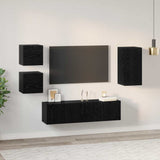 TV Cabinet Set Wall-mounted 5 pcs Black Oak Engineered Wood 3393349