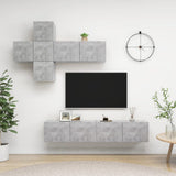 7 Piece TV Cabinet Set Concrete Grey Engineered Wood 3079128