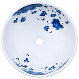 Countertop Basin White and Blue Round 41x14 cm Ceramic 155048