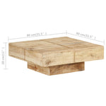 ZNTS Coffee Table 80x80x28 cm Solid Mango Wood 323592