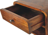 Solid Wood Mini Curve Floating Bedside, 1 Drawer and Open Slot, Dark Brown B2743P403546