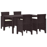 Garden Dining Set 5 pcs Brown Polt rattan 3378701