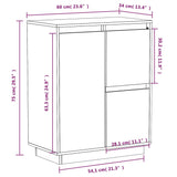 Sideboard White 60x34x75 cm Solid Wood Pine 813391