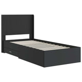 Bed Frame with Storage and Headboard Black 75 x 190 cm 3414166
