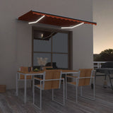 Manual Retractable Awning with LED 300x250 cm Orange and Brown 3068865