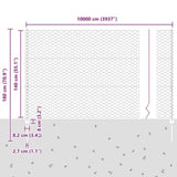 Welded Wire Fence 100 x 1.4 m Hot-Dip Galvanised Steel 3337079