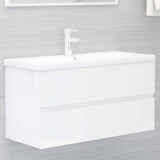 Sink Cabinet High Gloss White 90x38.5x45 cm Engineered Wood 804761