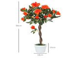 Set of 2 Artificial Plants White Rose Floral in Pot, Fake Plants for Home Indoor Outdoor Decor, T3398P342481