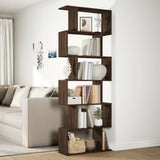 Room Divider Bookcase 6-Tier Brown Oak 70x24x193 cm Engineered Wood 858090