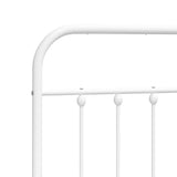 Bed Frame White Powder-Coated Steel Double Bed Frame 352625