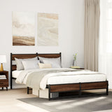 Metal Bed Frame without Mattress Brown Oak 160x200 cm 4017329