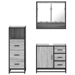 ZNTS 3 Piece Bathroom Furniture Set Grey Sonoma Engineered Wood 3301048