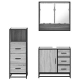 ZNTS 3 Piece Bathroom Furniture Set Grey Sonoma Engineered Wood 3301048