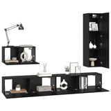TV Cabinet Set 4 pcs Black Oak Engineered Wood 3393328