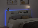 Headboard Cabinet with LED White 140 x 16.5 x 103.5 cm 8006538