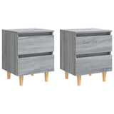 Bed Cabinets with Solid Wood Legs 2 pcs Grey Sonoma 40x35x50 cm 813125