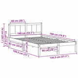 Bed Frame Brown 140 x 190 cm Solid Pine wood 872196