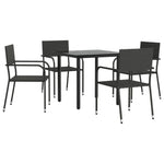 ZNTS 5 Piece Garden Dining Set Black Poly Rattan and Steel 3203281