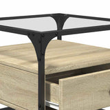 Coffee Table with Glass Top Sonoma Oak 50x50x45 cm Steel 846050