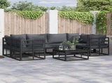 Garden Sofa Set with Cushion 6 pcs Black Aluminium 3378944