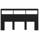 Headboard Cabinet with LED Black Oak 180x17x102 cm 863136
