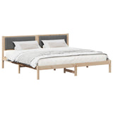 Bed Frame with Headboard Dark Grey 200 x 200 cm Solid Pine Wood 3394239