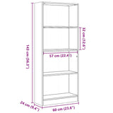 Bookcase High Gloss White 60x24x143 cm Engineered Wood 858311