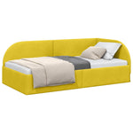 Corner Bed Frame with Headboard Yellow 90 x 190 cm Velvet 42016642