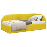 Corner Bed Frame with Headboard Yellow 90 x 200 cm Velvet 42016652